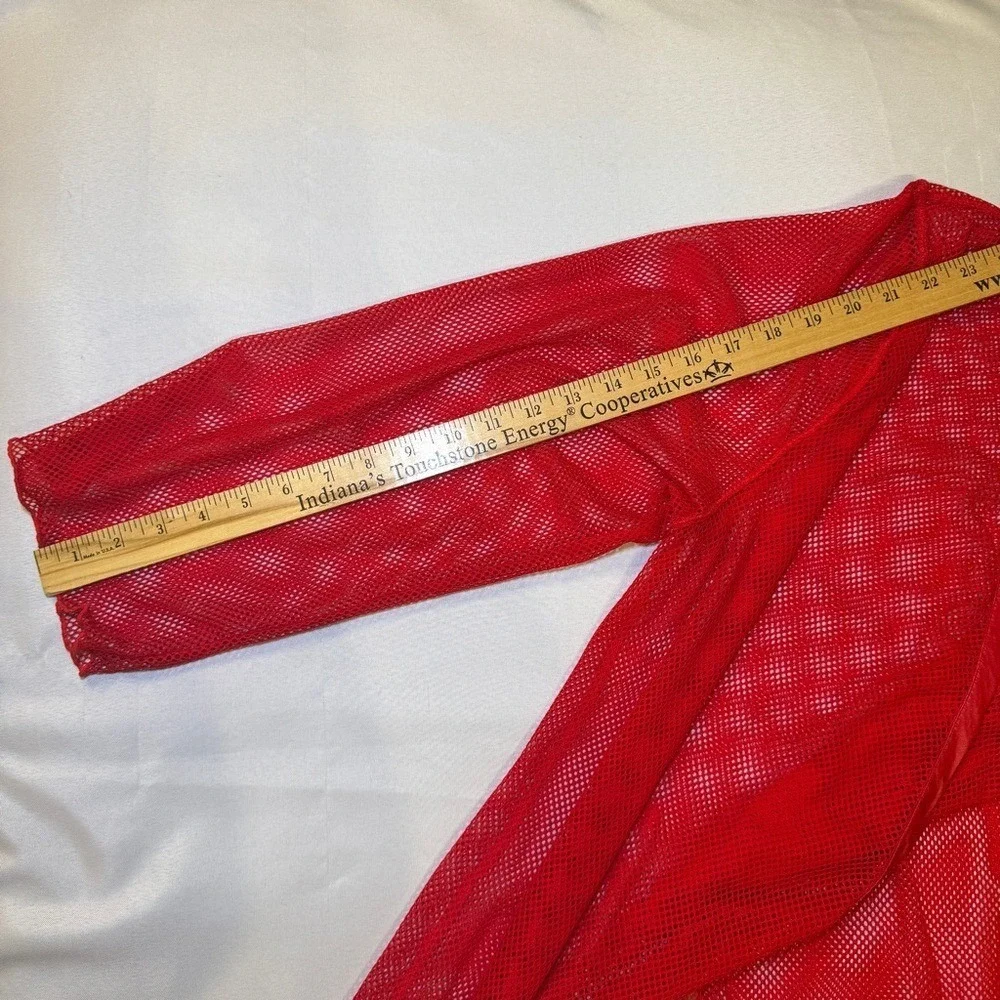 Savage X‎ Fenty Women's M/L Red Glossy Flossy Fishnet Robe Sexy Romantic